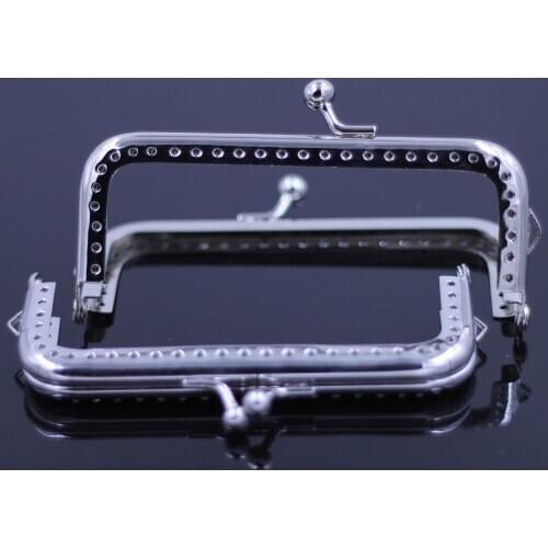 10.5cm Bronze/Silver Tone Rectangle Metal Purse Frame Bag Buckle Handbag Kiss Clasp Wallet Handle Clip Luggage Hardware Findings