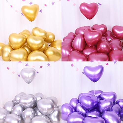 10 pcs 3.0g Pearlescent Metal Chrome Love Heart-Shaped Balloons Wedding Room Balloon Decoration Scene Layout Balloon