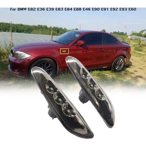 2Pcs Black Smoke LED Fender Side Marker Light Turn Signal Light Lamp for BMW E82 E36 E39 E83 E84 E88 E46 E90 E91 E92 E93 E60