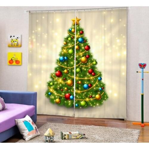2017 christmas tree 3D Blackout Window Curtains For Bedding room Living room Hotel Drapes Cortinas Para Sala