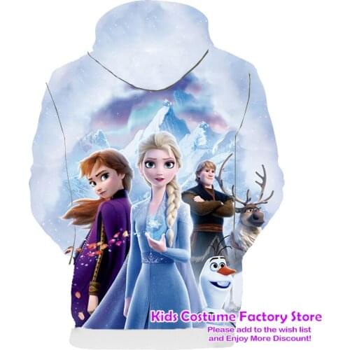 2021 New Spring Autumn Elsa Anna Kids Boys Girls Toddlers 3D Printing Hoodies Cartoon Tracksuit Children Clothing Sweatshirts