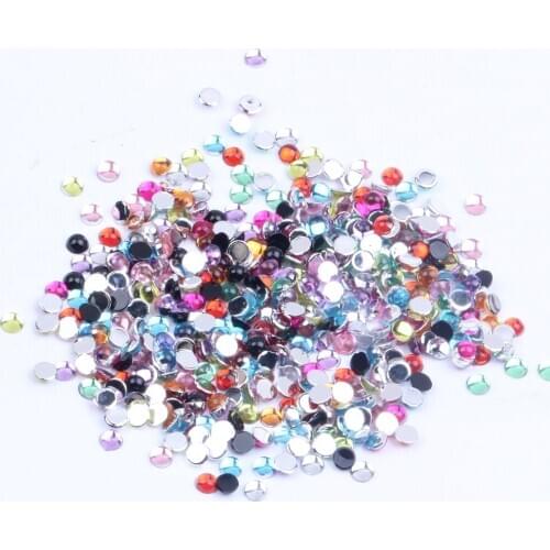 3mm 10000pcs Half Round Beads Facets Many Colors Flatback Glue On Acrylic Rhinestones DIY Craft Backpack Garment Accessories