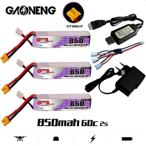 Max120C GNB 2S 850mAh 7.6V HV Lipo Battery XT30U-F Plug With Charger for Happymodel FPV Racing Cine Whoop BetaFPV Drone RC Parts