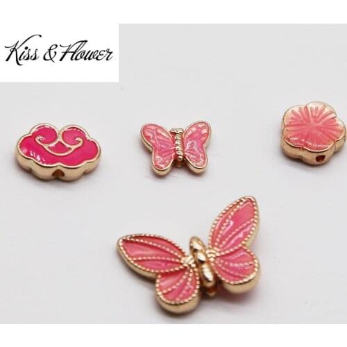 KISS&FLOWER AC28 Fine DIY Jewelry Making Accessories Findings Fittings Bracelet Necklace Loose Butterfly Flower Spacer Beads