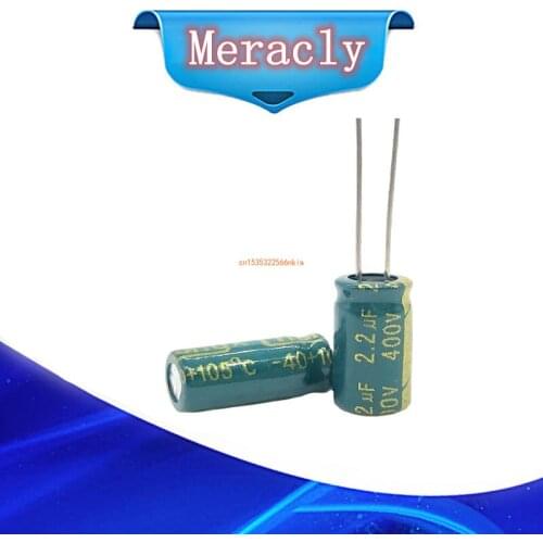 50pcs/lot 2.2UF 400V 2.2UF aluminum electrolytic capacitor size 6*12 S102 20