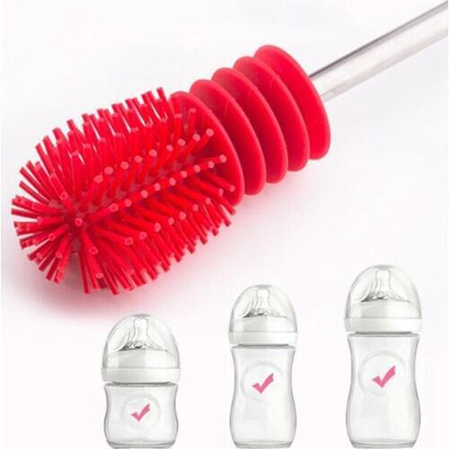 Baby Bottle Brushes Nipple Pacifier Tube Silicon Brushes Kids Milk Feeding Bottle Cleaning Brush