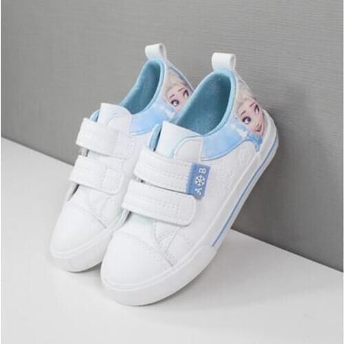 Disney Childrens Shoes Girls Sneakers Frozen Elsa Princess Kids Shoes Fashion Casual Sport Running Leather Shoes for girls flat