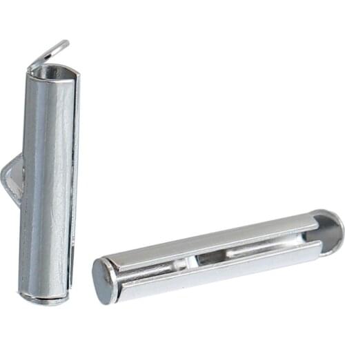 DoreenBeads Copper silver color Cord End Caps Cylinder DIY Jewelry Making Findings Fits 3mm Cord) 20mm( 6/8") x 6mm( 2/8"),10PCs