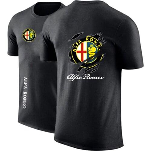 New Men Creative Design Alfa Romeo Tshirt Tees Solid Color Short Sleeves Cotton Hip Hop Fashion Print Casual Tops