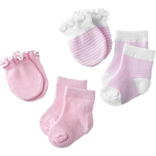 Good New 4 Pairs Kids Baby Newborn Socks Gloves Children Anti-scratch Breathable Elasticity Protection Face Mittens Shower Gift