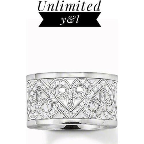 White Heart Rings Hollow Out Silver Fashion Jewelry Accessories for Women and Men Eternity Love Gifts