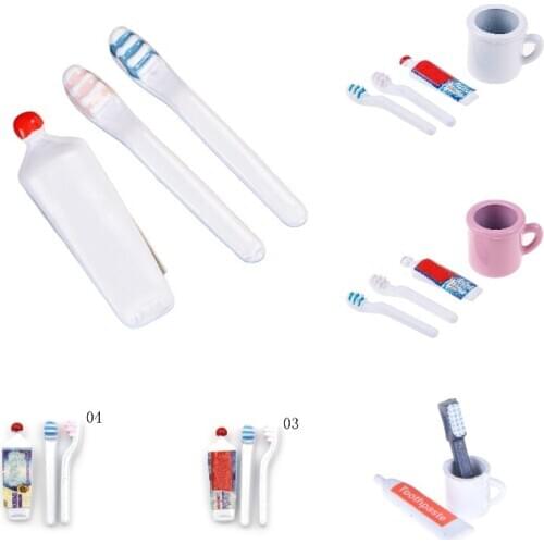 Doll Furniture Accessories Toy Cute Dollhouse Miniature Mini Cup Toothpaste Toothbrush ForOB11 Blyth 1/6 1/12