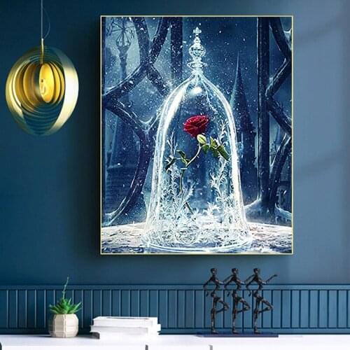 Magic Forest Rose Wine Glass Digital Oil Painting Handmade Home Decoration painting by numbers art