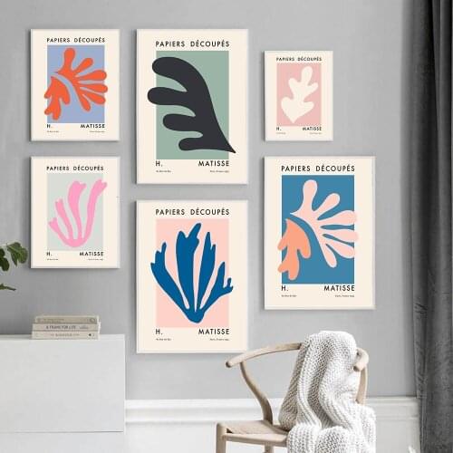 Matisse Cutout Blue Green Beige Pink Orange Wall Art Posters And Prints Abstract Canvas Paintings Nordic Decoration Home Art