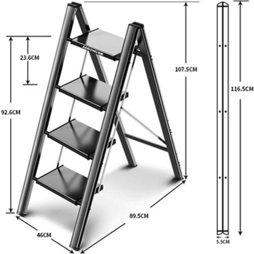 Multifunctional 4-step folding ladder aluminum alloy herringbone ladder telescopic ladder portable step stool shelf ladder light