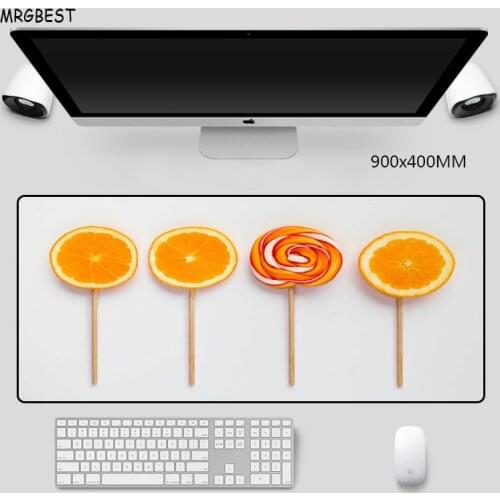 MRGBEST Mousepad Gaming 900x400mm Locking Edge Creative Orange Fruit Dessert Picture Thermal Transfer Mats Nature Rubber Pads