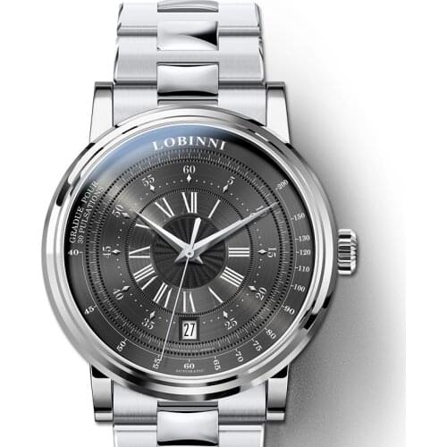 LOBINNI men automatic watch,mens wrist watches Switzerland luxury man mechanical wristwatch waterproof clock relogio sapphire