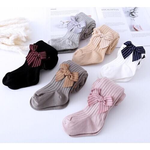 Soft breathable newborn baby girls pantyhose Spring autumn new wide ribbon bowknot design kids tights stocking children meias