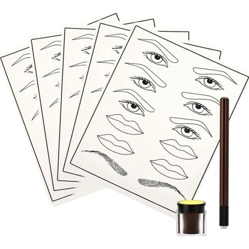 Eyebrow Tattoo Kit Eyebrow Eyeliner Lip Microblading Pen Pigment Practice Skin for Manual Permanent Makeup Tattoo Supplies