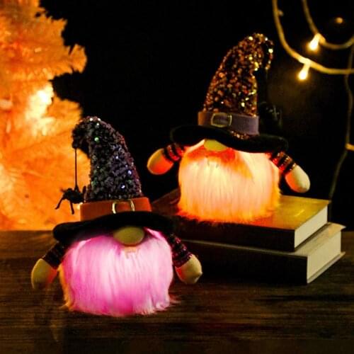 2021 New Halloween Eco-friendly Faceless Doll Anti-fade Fabric LED Faceless Toy Halloween Decoration for Home Desktop Ornaments