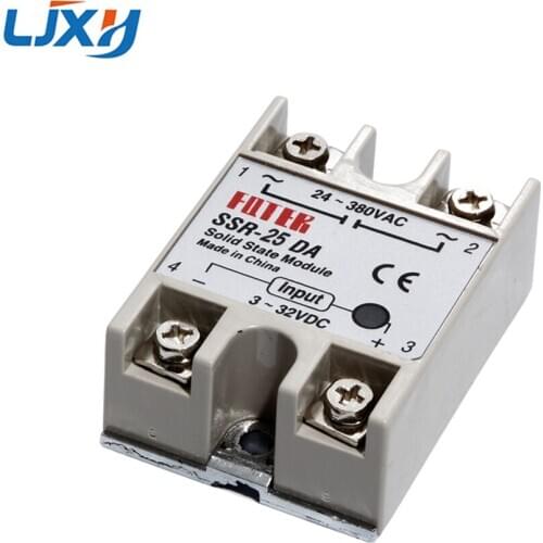 LJXH Plastic Single Phase Solid State Relay Module DC Control AC SSR-10DA 25DA 40DA 75DA 100DA 3-32VDC Input/24-380VAC Output