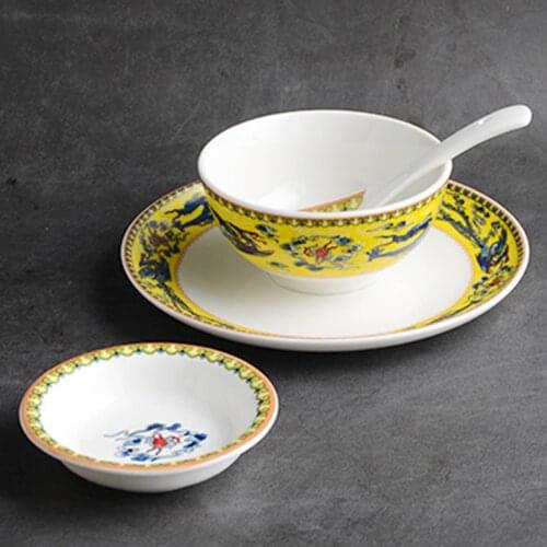 Chinese style tableware, bone dish, flavored dish, soup spoon, ceramic disc, rice bowl, palace style tableware, hotel household