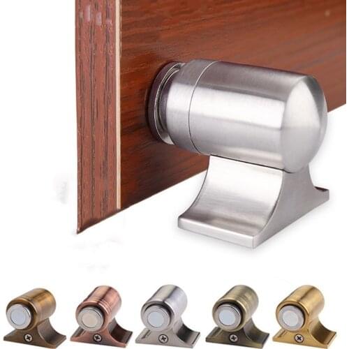 Magnetic Door Stops 304 Stainless Steel Door Stopper Hidden Holder Floor Wall suction Nail-free Doorstop Furniture Hardware