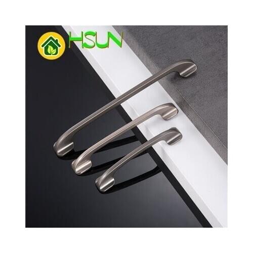 Gray Silver Cupboard Drawer Door Handle Modern Concise Solid Electroplate Small Wardrobe Doorknob Handle Pull