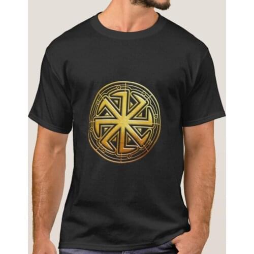Strength and Eternal Cycling. Golden Kolovrat Slavic Symbol T-Shirt. Summer Cotton Short Sleeve O-Neck Mens T Shirt New S-3XL