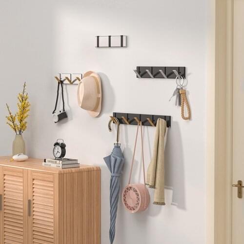 Folding Towel Hanger 2ways Installation Wall Hooks Coat Clothes Holder for Bathroom Kitchen Bedroom Hallway, Black Gold White