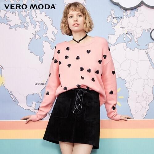 Vero Moda winter Women Loose Fit Heart-shaped Paillette Drop-shoulder Sweater | 319313562