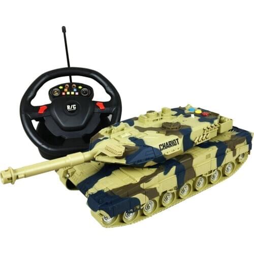 Tank will light New Tank Four-channel Steering Wheel Remote Control Tank Will Tell The Story Of Music Lights Childrens Toys