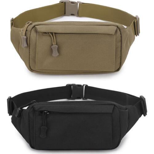 THINKTHENDO Men Fanny Pack Chest Shoulder Bag with 3 Pockets Nylon Minitary Waist Bag 2020 Zipper Belt Bag Black/Khaki