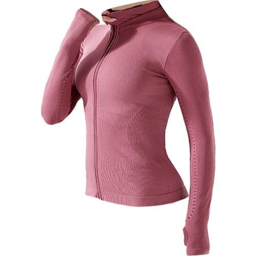 Women Top Yoga Long Sleeve Zipper Sexy Seamless Sports T-shirt Running Top Female Gym Fitness Workout training Shirt For Women
