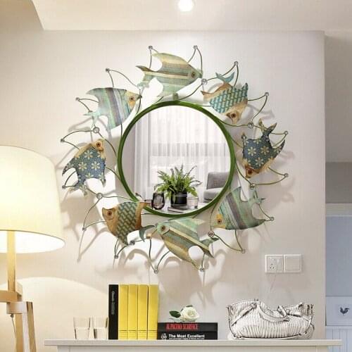 Interior European-style Creative Fish-shaped Entrance Mirror Bathroom and Bathroom Mirror Mediterranean Style Decorative Mirror