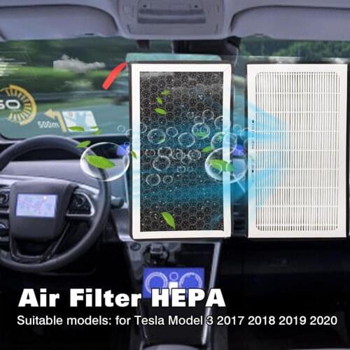 2Pcs Activated Carbon Air Filter HEPA For Tesla Model 3 PM2.5 Air Filter HEPA Cleaner Filter Cabin Car Air Filter Accessories