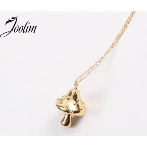 Joolim Jewelry PVD Gold Finish Symple Mushroom Pendant Necklace Stylish Stainless Steel Necklace