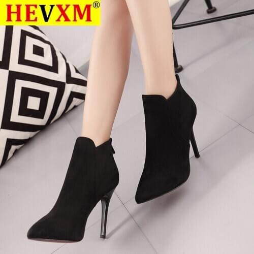 New Women High Heel Booties Large Fashion Female High-Heeled Boots Young Ladies 10 cm Ankle Boots Winter Zapatos De Mujer