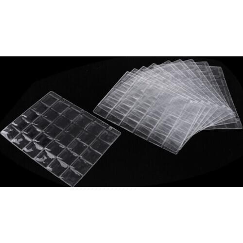 10 Pieces Coin Pocket Pages Collecting with 300 Coin Pockets, Clear Holders Stamp Currency Protector