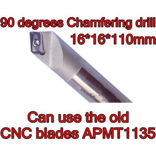 16*16*110mm Can use the old CNC blades APMT1135 90 degrees Chamfering drill Chamfering cutter CNC tools Free shipping