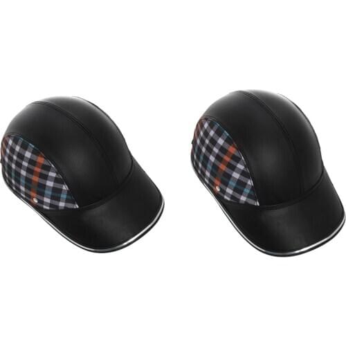 2Pcs PU Leather DOT German Style Half Helmet Open Face for Cruiser Chopper