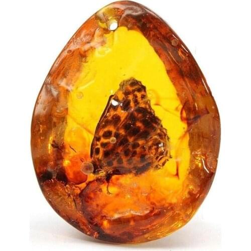 5*4cm Beautiful Amber Butterfly Insects Stone Pendant Necklace Gemstone For DIYJewellery Pendant Crafts Home Decoration