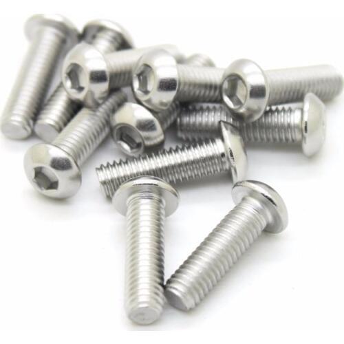 50pcs M3 304 stainless steel M3x6/8/10/12mm Titanium Button Head Hex Socket Screw