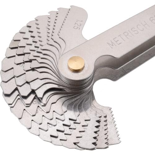 52pcs Blade Screw Thread Tooth Pitch Cutting Steel Gauge Measuring Tool 60 Degree Metric Gauge Measurement Tool