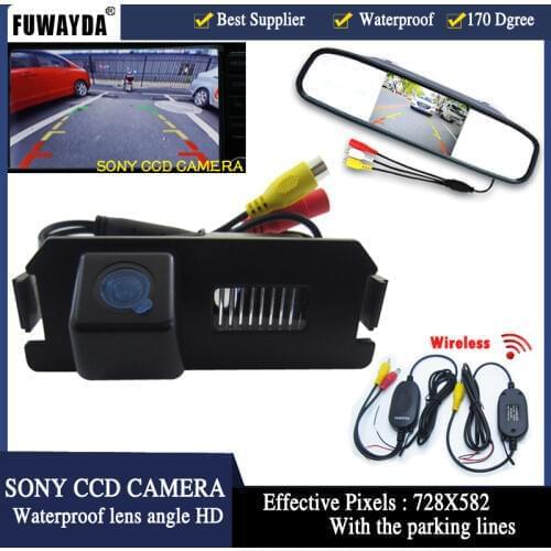 FUWAYDA 4.3"TFT LCD Car Rear View Mirror Parking Monitor + Car CCD Camera for Hyundai Genesis I30 ROHENS COUPE Tiburon Kia Soul