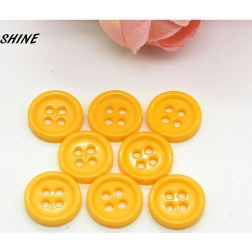 SHINE Resin Sewing Buttons Scrapbooking Round Yellow Four Holes 11.5mm Dia. 100PCs Costura Botones decorate bottoni botoes