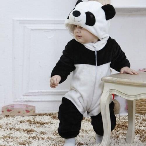 Cute Baby Boy Girl Kids Winter Warm Zipped Long Sleeve Panda Animal Overall Thicken Romper Clothes 0-3Y