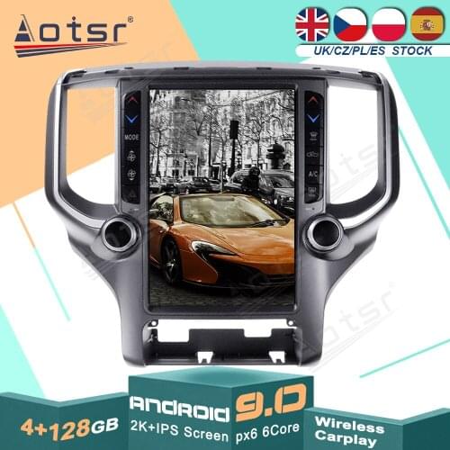 For Dodge RAM 1500 2500 3500 2012+ Android 9.0 Tesla Radio PX6 Wireless Carplay Car GPS Navigation WIFI Multimedia Radio Player