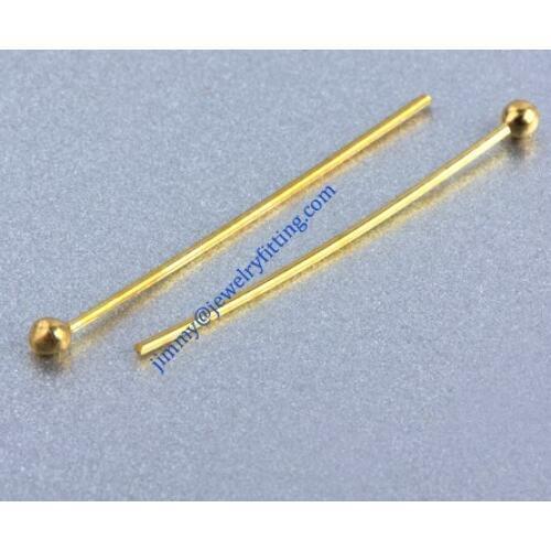 Jewelry Making findings Raw brass metal Ball head Pins Ball pins wholesale 0.6*25mm with 2mm beads shipping free