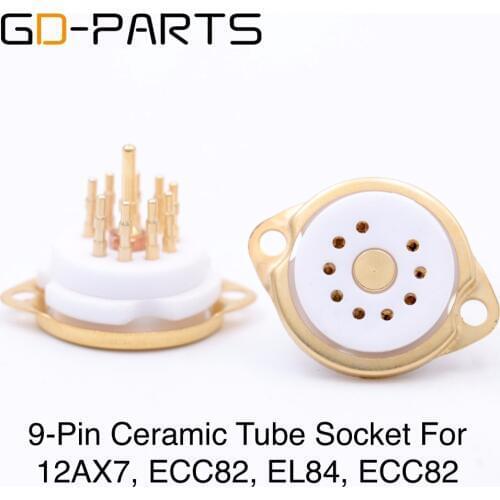 GD-PARTS High End Gold Plated 9pin Ceramic Tube Socket for 12AX7 6DJ8 E88CC ECC82 ECC83 EL84 6922 12BH7 12AU7 12AT7 HIFI DIY